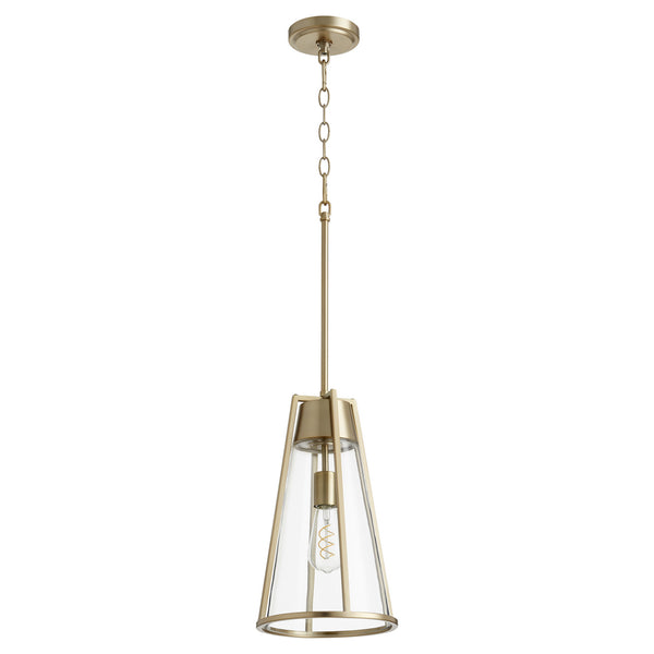 Quorum - 826-80 - One Light Pendant - Pylon Pendants - Aged Brass w/ Clear from Lighting & Bulbs Unlimited in Charlotte, NC