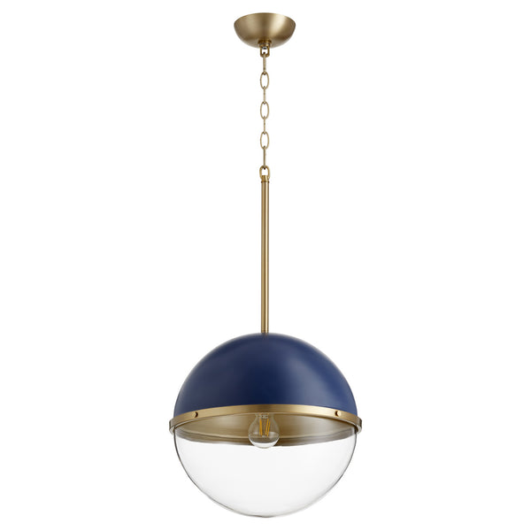 Quorum - 83-12-3280 - One Light Pendant - Sphere Pendants - Blue w/ Aged Brass from Lighting & Bulbs Unlimited in Charlotte, NC