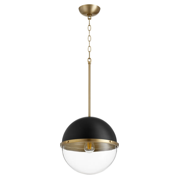 Quorum - 83-12-6980 - One Light Pendant - Sphere Pendants - Textured Black w/ Aged Brass from Lighting & Bulbs Unlimited in Charlotte, NC