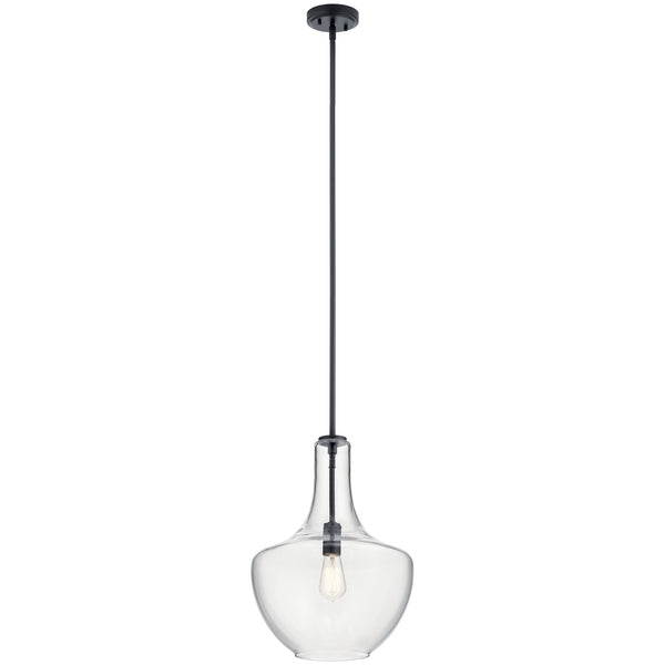 One Light Pendant from the Everly Collection in Black Finish by Kichler