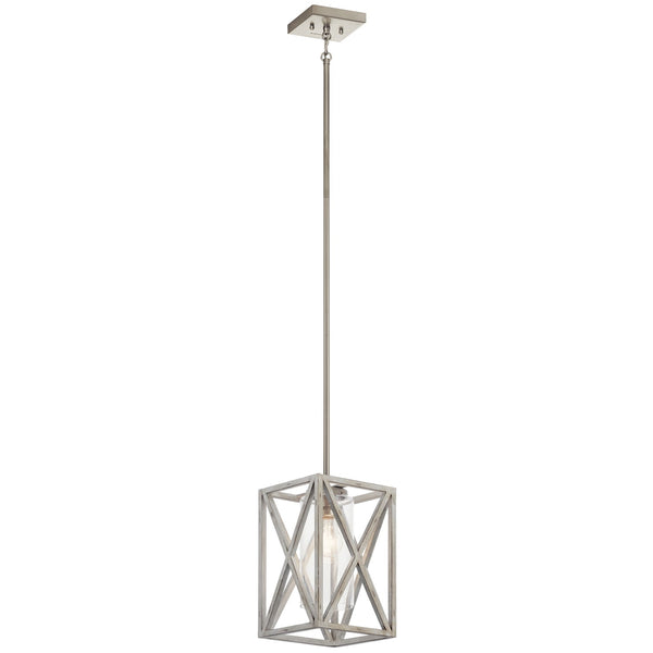 One Light Mini Pendant from the Moorgate Collection in Distressed Antique White Finish by Kichler