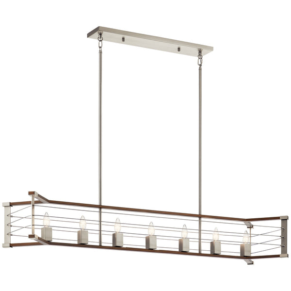 Seven Light Linear Chandelier from the Lente Collection in Brushed Nickel Finish by Kichler