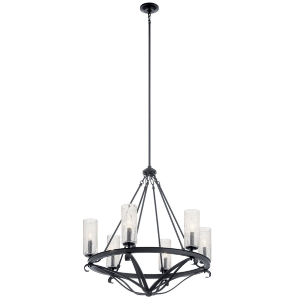 Six Light Chandelier from the Krysia Collection in Black Finish by Kichler