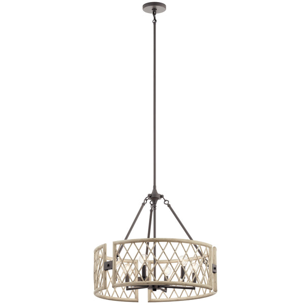 Six Light Chandelier from the Oana Collection in White Washed Wood Finish by Kichler