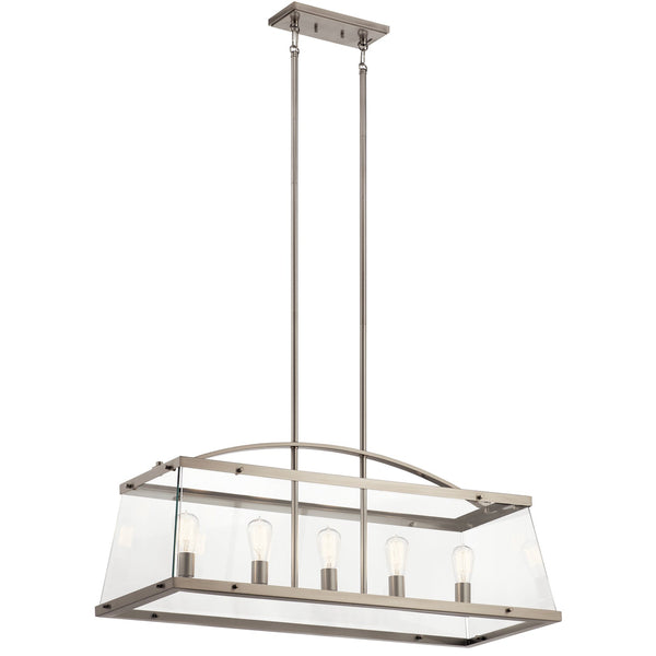Five Light Linear Chandelier from the Darton Collection in Classic Pewter Finish by Kichler