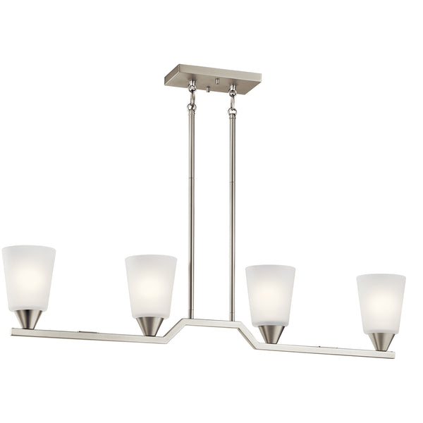 Kichler - 52233NI - Four Light Linear Chandelier - Skagos - Brushed Nickel from Lighting & Bulbs Unlimited in Charlotte, NC