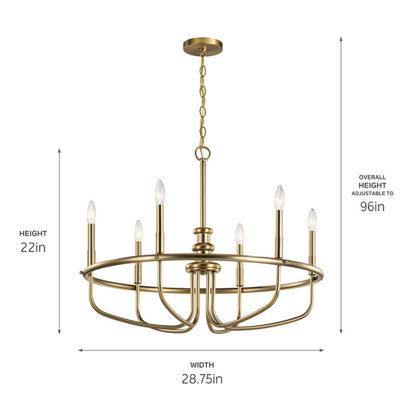 Six Light Chandelier from the Capitol Hill Collection in Classic Bronze Finish by Kichler