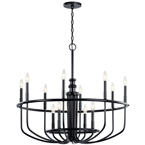 12 Light Chandelier from the Capitol Hill Collection in Black Finish by Kichler