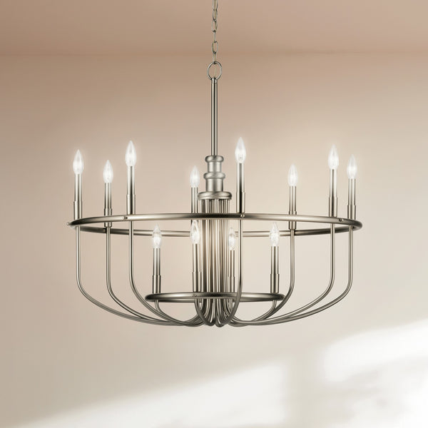 12 Light Chandelier from the Capitol Hill Collection in Brushed Nickel Finish by Kichler