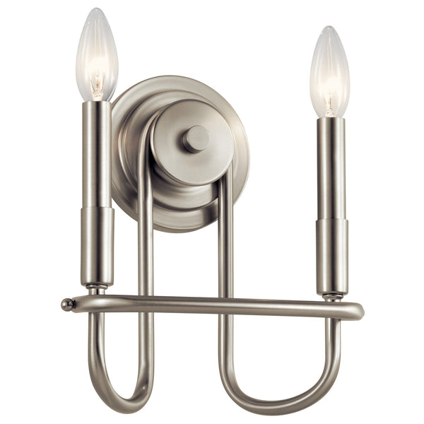 Two Light Wall Sconce from the Capitol Hill Collection in Brushed Nickel Finish by Kichler