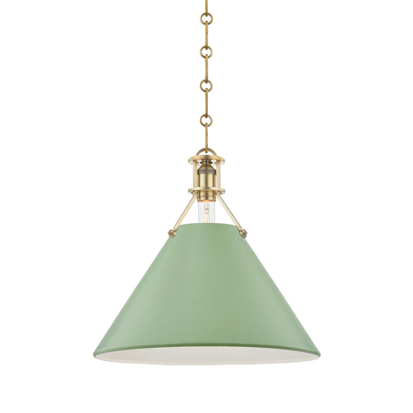 Hudson Valley - MDS352-AGB/LFG - One Light Pendant - Painted No.2 - Aged Brass/Leaf Green Combo from Lighting & Bulbs Unlimited in Charlotte, NC
