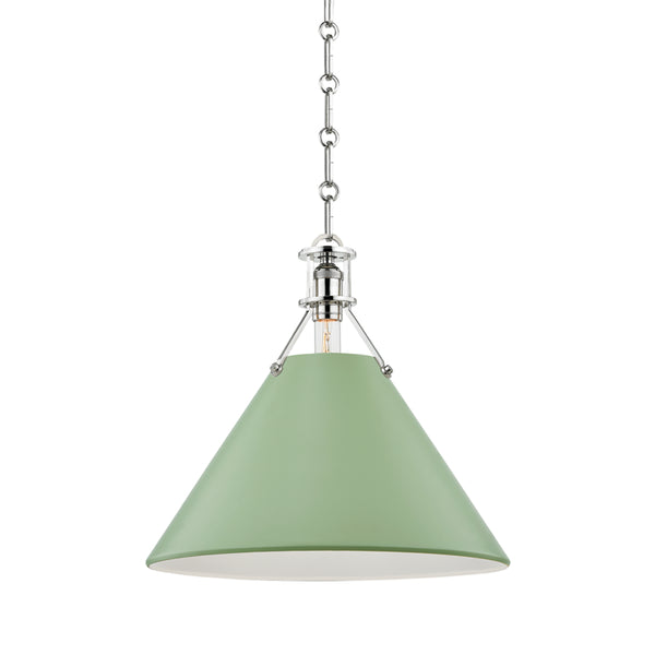 Hudson Valley - MDS352-PN/LFG - One Light Pendant - Painted No.2 - Polished Nickel/Leaf Green from Lighting & Bulbs Unlimited in Charlotte, NC