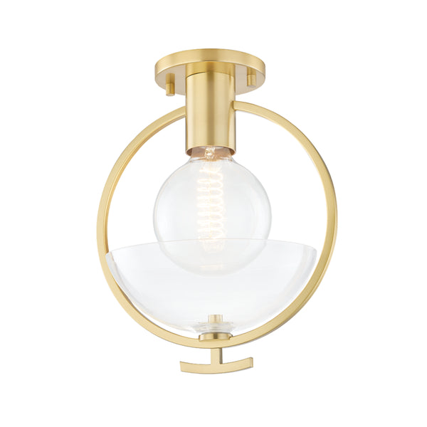 Mitzi - H387601-AGB - One Light Semi Flush Mount - Ringo - Aged Brass from Lighting & Bulbs Unlimited in Charlotte, NC