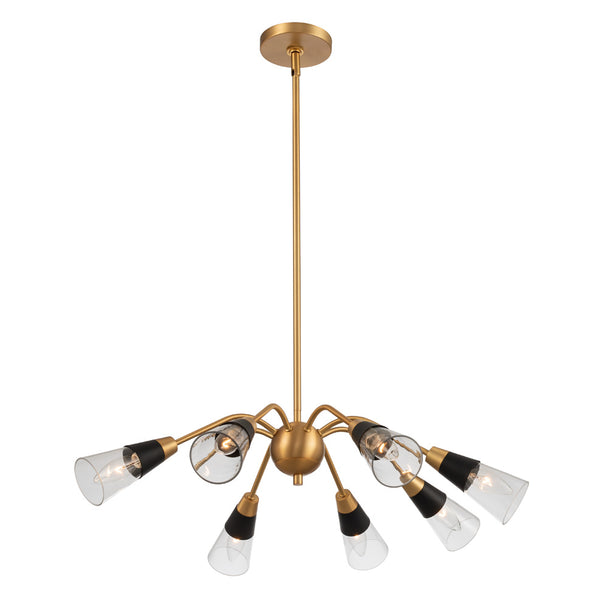 Kalco - 513172BNB - Eight Light Chandelier - Ponti - Matte Black w New Brass from Lighting & Bulbs Unlimited in Charlotte, NC