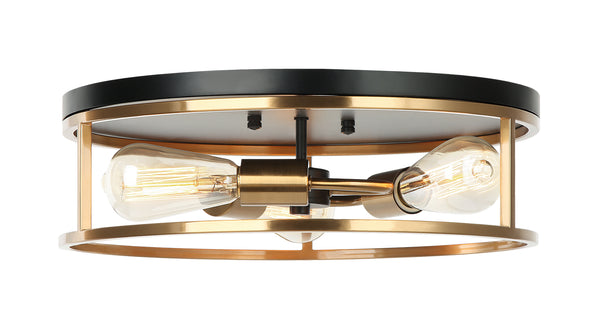 Matteo Lighting - M15503BKAG - Three Light Ceiling Mount - Clarke - Black & Aged Gold Brass from Lighting & Bulbs Unlimited in Charlotte, NC