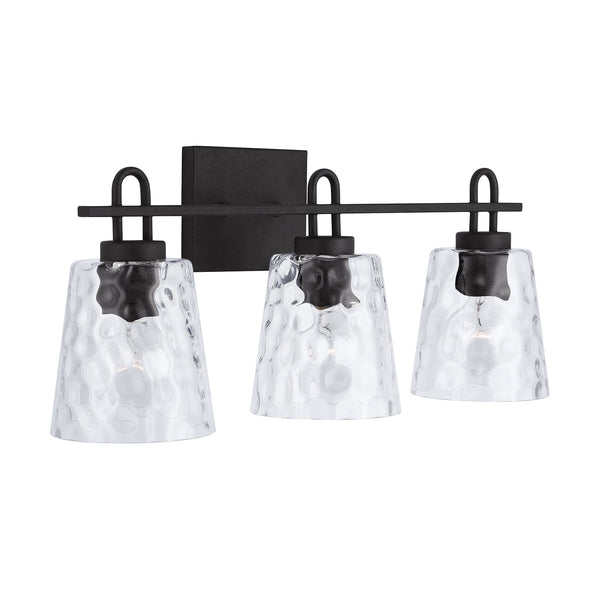 Three Light Vanity from the Fenton Collection in Black Iron Finish by Capital Lighting