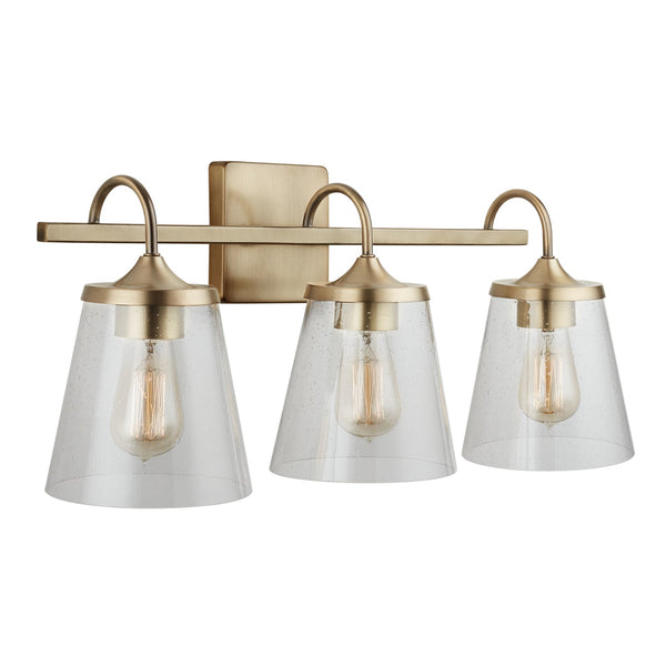 Three Light Vanity from the Jayne Collection in Aged Brass Finish by Capital Lighting