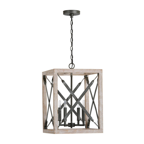 Four Light Pendant from the Remi Collection in Brushed White Wash and Nordic Iron Finish by Capital Lighting