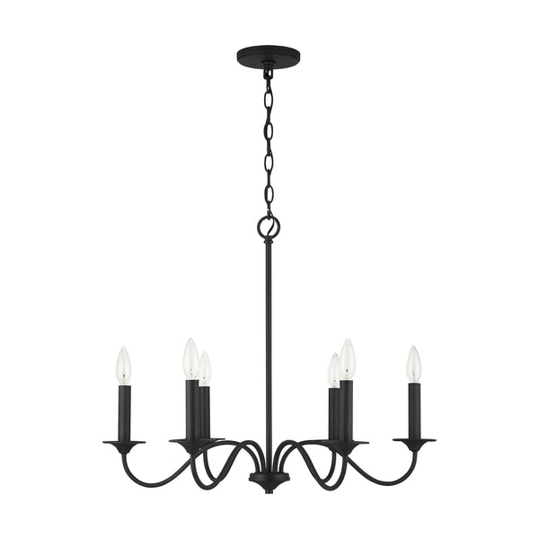 Six Light Chandelier from the Vincent Collection in Black Iron Finish by Capital Lighting