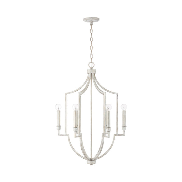 Six Light Foyer Pendant from the Demi Collection in Winter White Finish by Capital Lighting