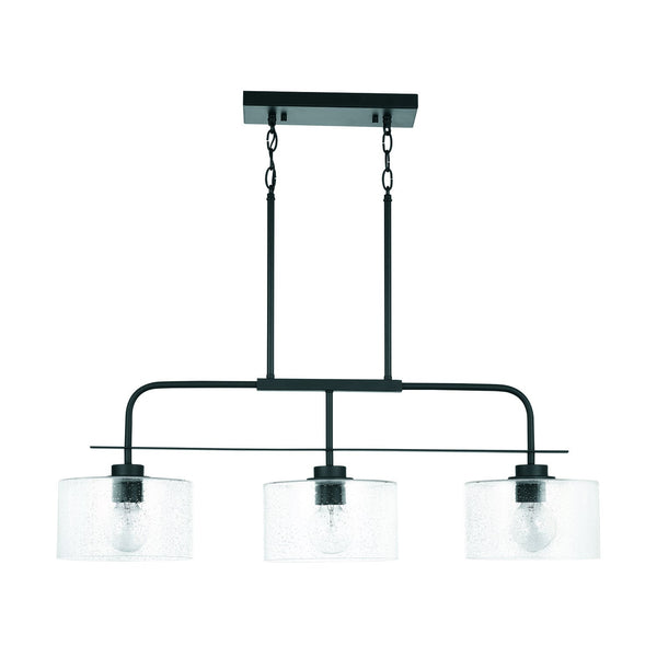 Three Light Island Pendant from the Jake Collection in Matte Black Finish by Capital Lighting