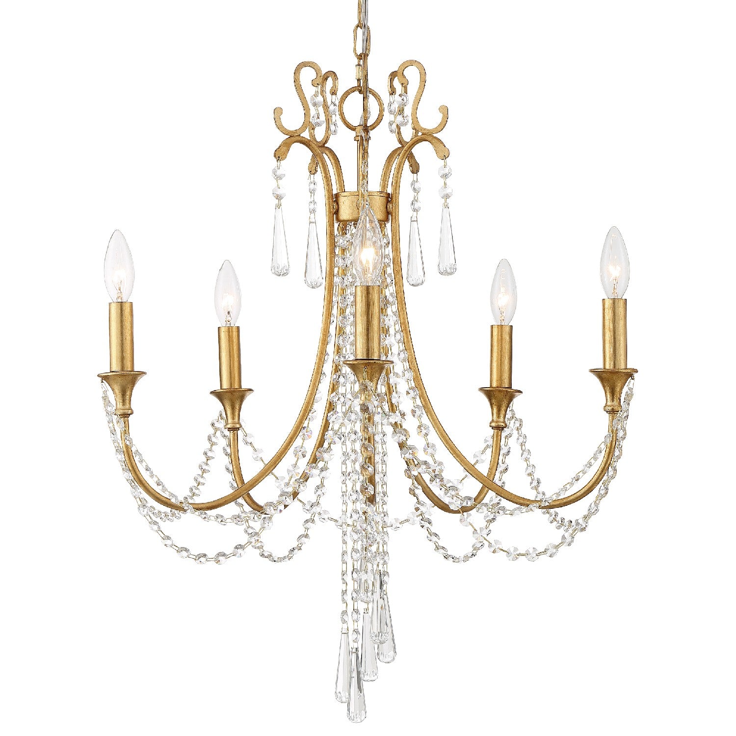 Crystorama - ARC-1905-GA-CL-MWP - Five Light Chandelier - Arcadia - Antique Gold from Lighting & Bulbs Unlimited in Charlotte, NC