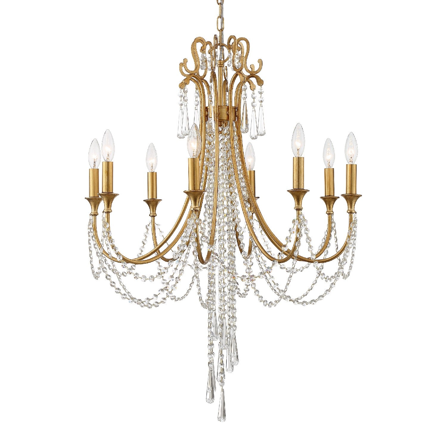 Crystorama - ARC-1908-GA-CL-MWP - Eight Light Chandelier - Arcadia - Antique Gold from Lighting & Bulbs Unlimited in Charlotte, NC