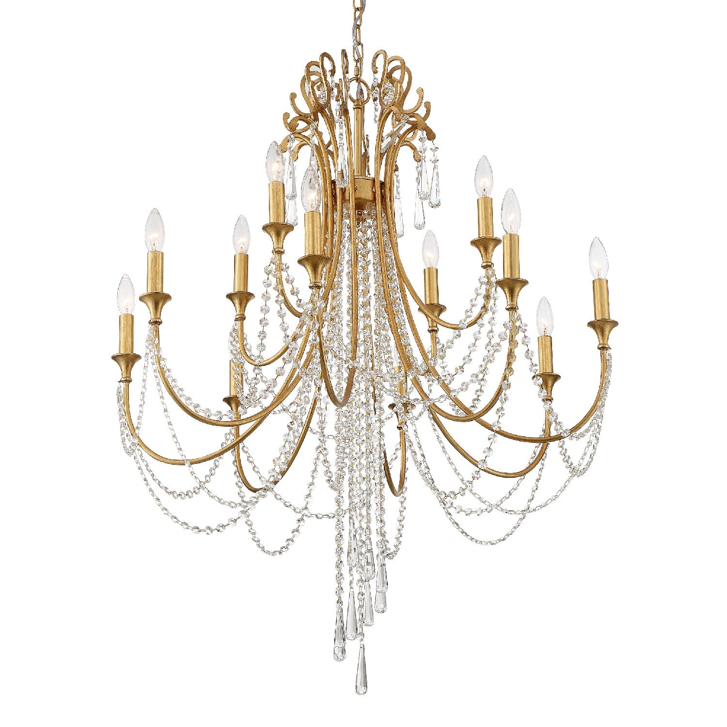 Crystorama - ARC-1909-GA-CL-MWP - 12 Light Chandelier - Arcadia - Antique Gold from Lighting & Bulbs Unlimited in Charlotte, NC