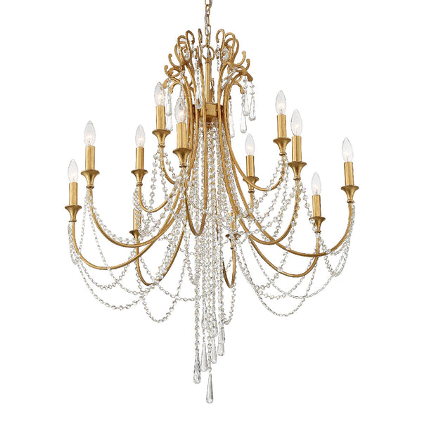 Crystorama - ARC-1909-GA-CL-MWP - 12 Light Chandelier - Arcadia - Antique Gold from Lighting & Bulbs Unlimited in Charlotte, NC