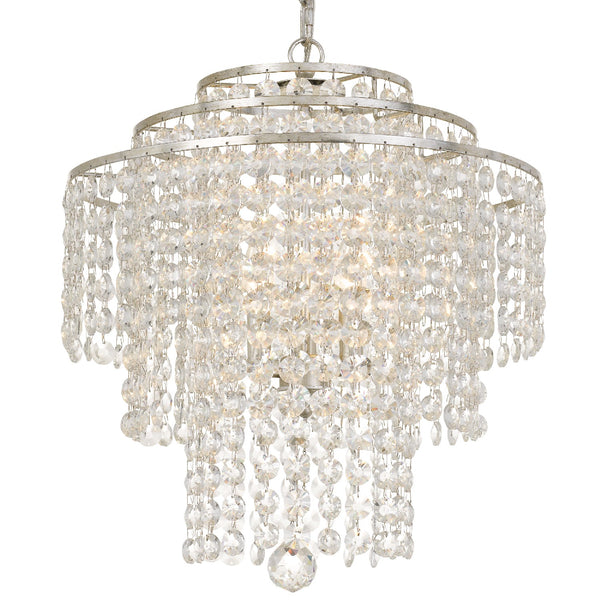 Crystorama - ARI-304-SA-CL-MWP - Four Light Chandelier - Arielle - Antique Silver from Lighting & Bulbs Unlimited in Charlotte, NC