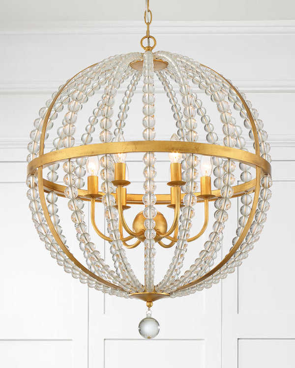 Crystorama - ROX-A9006-GA - Six Light Chandelier - Roxy - Antique Gold from Lighting & Bulbs Unlimited in Charlotte, NC