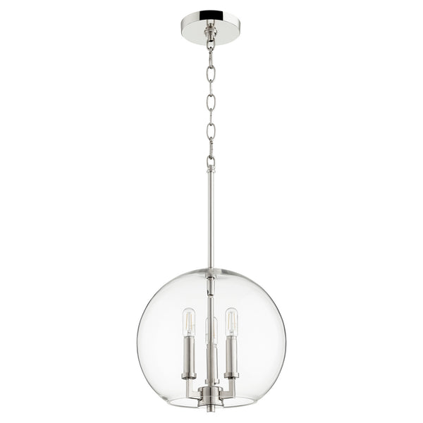 Quorum - 873-3-62 - Three Light Pendant - 873 Globe Pendants - Polished Nickel from Lighting & Bulbs Unlimited in Charlotte, NC