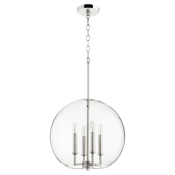 Quorum - 873-4-62 - Four Light Pendant - 873 Globe Pendants - Polished Nickel from Lighting & Bulbs Unlimited in Charlotte, NC
