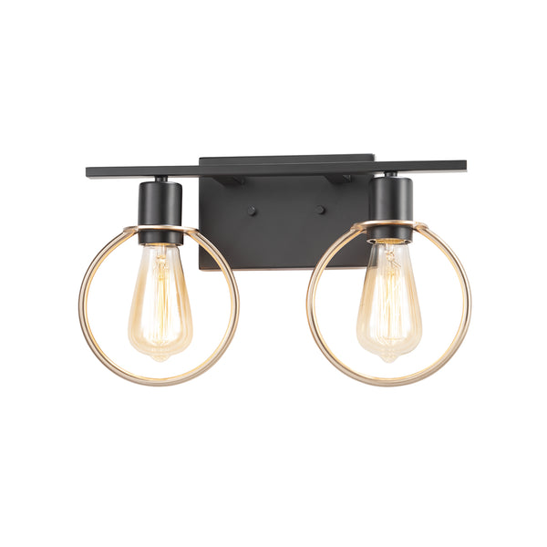 Justice Designs - NSH-8902-MBBR - Two Light Bath Bar - Volta - Matte Black w/ Brass from Lighting & Bulbs Unlimited in Charlotte, NC