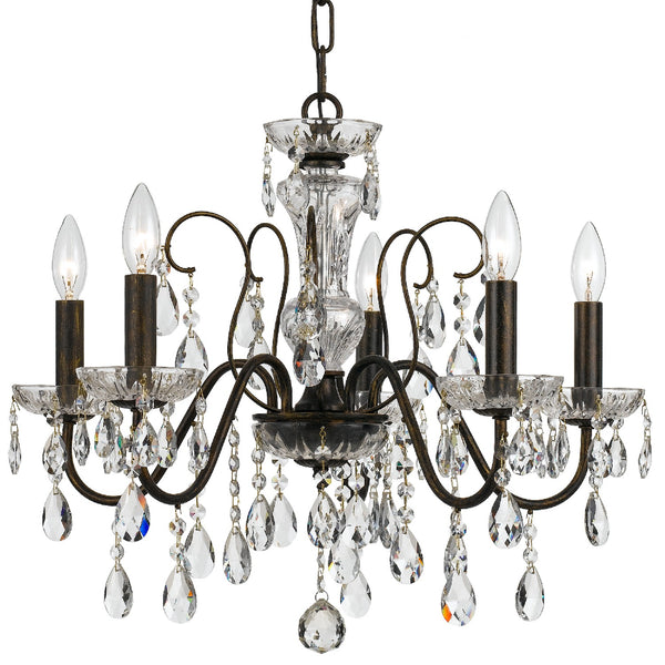 Crystorama - 3025-EB-CL-MWP - Five Light Chandelier - Butler - English Bronze from Lighting & Bulbs Unlimited in Charlotte, NC