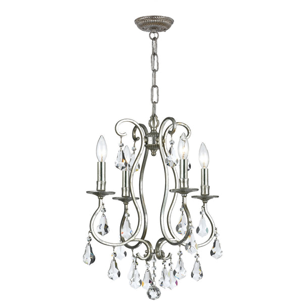 Crystorama - 5014-OS-CL-S - Four Light Mini Chandelier - Ashton - Olde Silver from Lighting & Bulbs Unlimited in Charlotte, NC