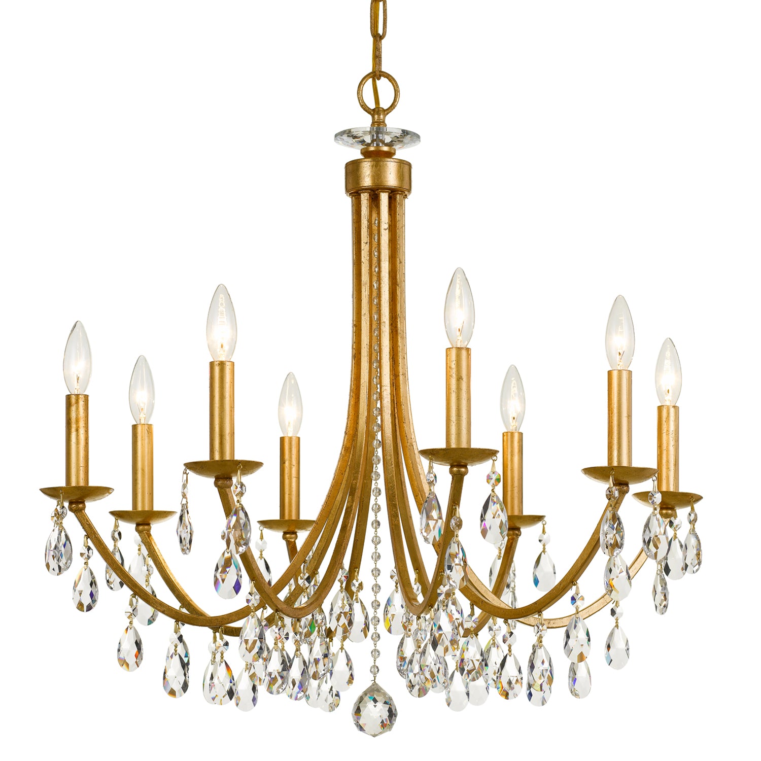Crystorama - 8828-GA-CL-MWP - Eight Light Chandelier - Bridgehampton - Antique Gold from Lighting & Bulbs Unlimited in Charlotte, NC