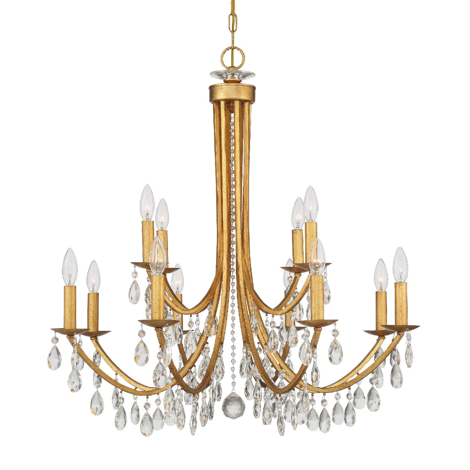 Crystorama - 8829-GA-CL-SAQ - 12 Light Chandelier - Bridgehampton - Antique Gold from Lighting & Bulbs Unlimited in Charlotte, NC