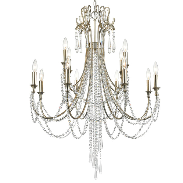 Crystorama - ARC-1909-SA-CL-MWP - 12 Light Chandelier - Arcadia - Antique Silver from Lighting & Bulbs Unlimited in Charlotte, NC
