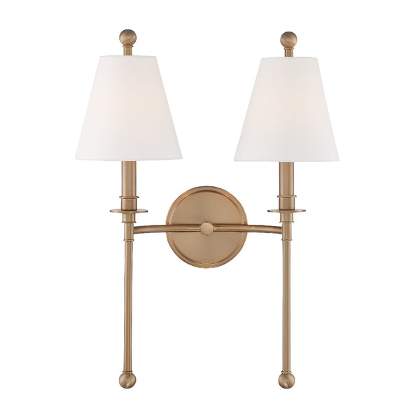 Crystorama - RIV-383-AG - Two Light Wall Mount - Riverdale - Aged Brass from Lighting & Bulbs Unlimited in Charlotte, NC