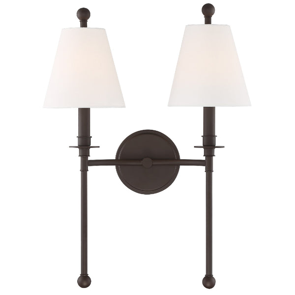 Crystorama - RIV-383-DB - Two Light Wall Mount - Riverdale - Dark Bronze from Lighting & Bulbs Unlimited in Charlotte, NC