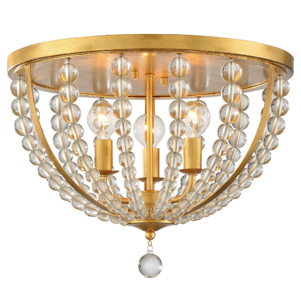 Crystorama - ROX-A9000-GA - Three Light Ceiling Mount - Roxy - Antique Gold from Lighting & Bulbs Unlimited in Charlotte, NC