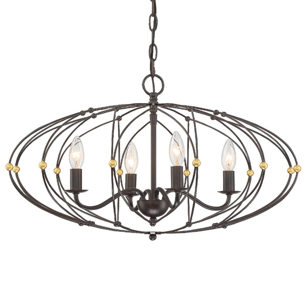 Crystorama - ZUC-A9034-EB-GA - Four Light Chandelier - Zucca - English Bronze / Antique Gold from Lighting & Bulbs Unlimited in Charlotte, NC