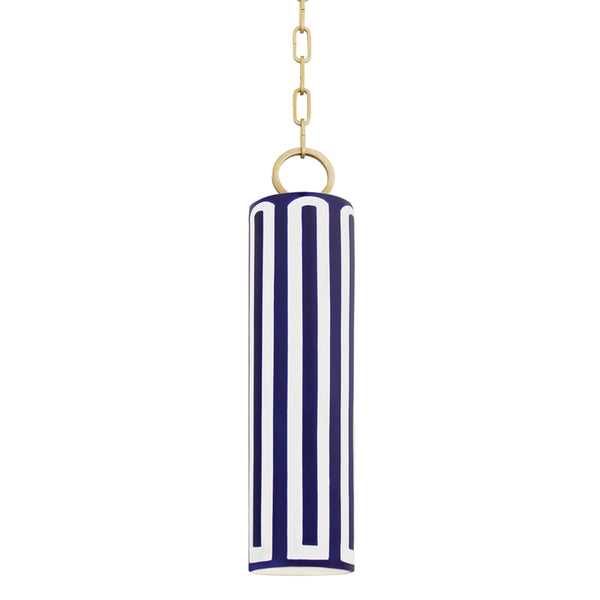 Hudson Valley - 2384-AGB/BL - One Light Pendant - Brookville - Aged Brass/Blue Combo from Lighting & Bulbs Unlimited in Charlotte, NC
