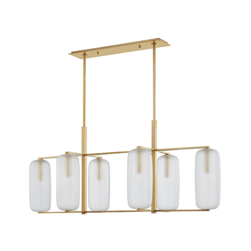 Hudson Valley - 3476-AGB - Six Light Island Pendant - Pebble - Aged Brass from Lighting & Bulbs Unlimited in Charlotte, NC