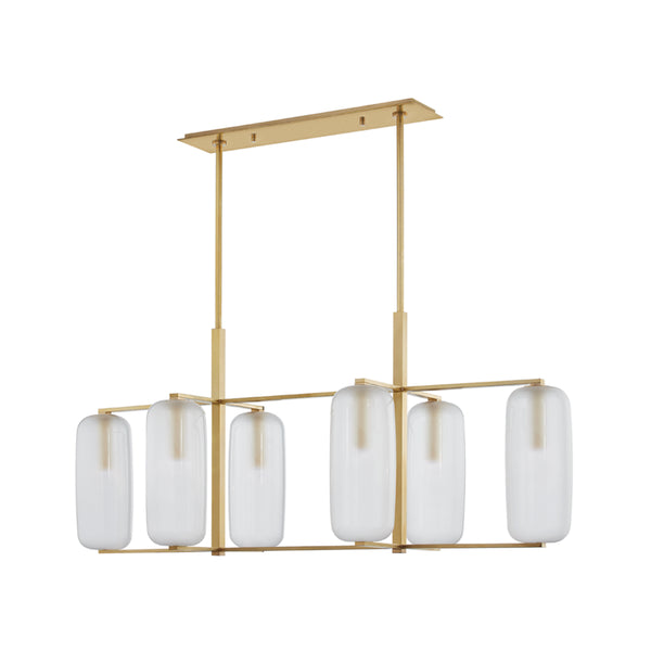 Hudson Valley - 3476-AGB - Six Light Island Pendant - Pebble - Aged Brass from Lighting & Bulbs Unlimited in Charlotte, NC