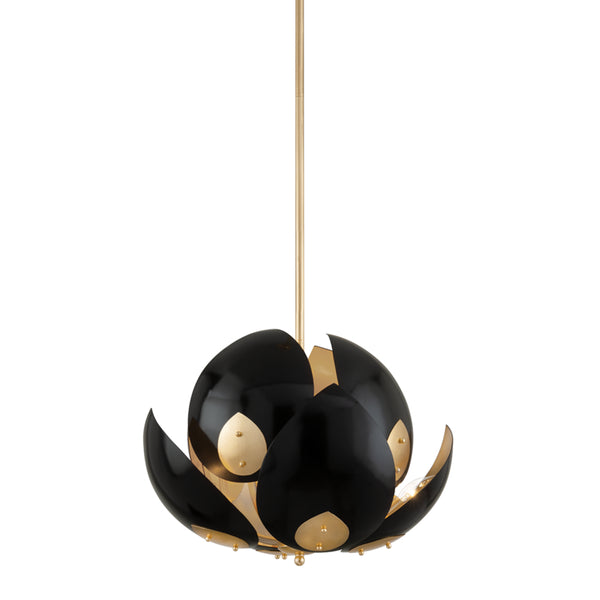 Hudson Valley - 5708-GL/BK - Eight Light Chandelier - Lotus - Gold Leaf/Black from Lighting & Bulbs Unlimited in Charlotte, NC
