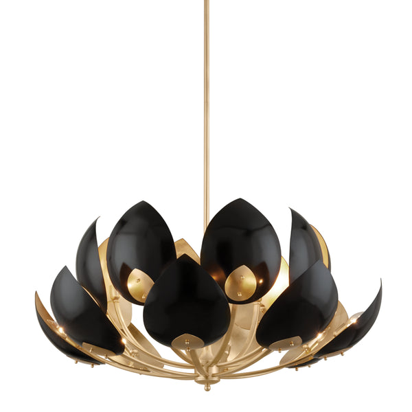 Hudson Valley - 5739-GL/BK - 16 Light Chandelier - Lotus - Gold Leaf/Black from Lighting & Bulbs Unlimited in Charlotte, NC