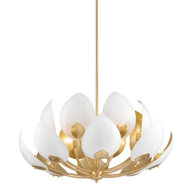 Hudson Valley - 5739-GL/WH - 16 Light Chandelier - Lotus - Gold Leaf/White from Lighting & Bulbs Unlimited in Charlotte, NC