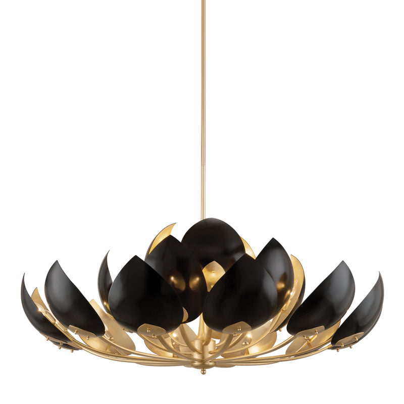Hudson Valley - 5754-GL/BK - 21 Light Chandelier - Lotus - Gold Leaf/Black from Lighting & Bulbs Unlimited in Charlotte, NC
